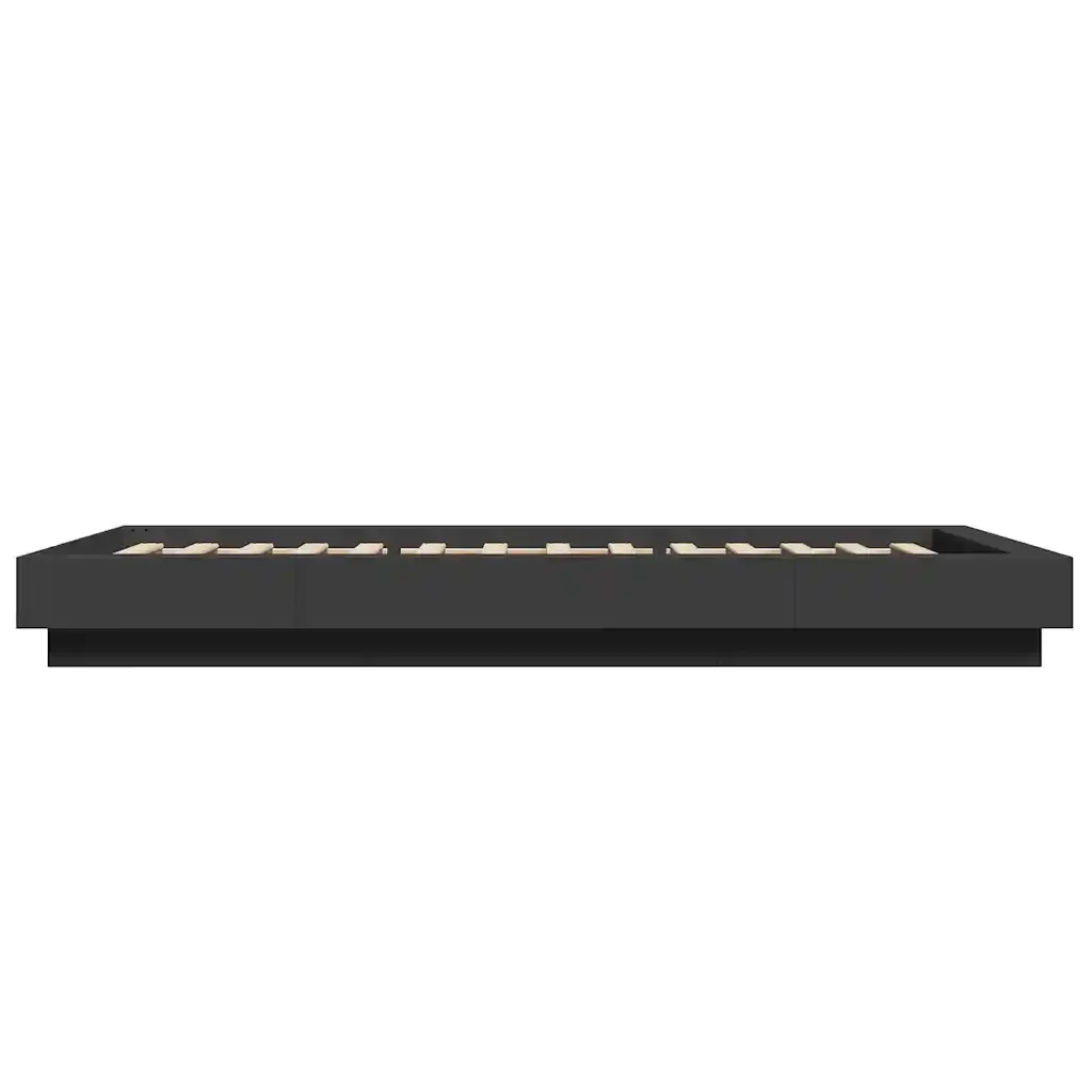Letto singolo | Letto per adulti | Giroletto Nero 90x190 cm in Legno Multistrato - Image 5