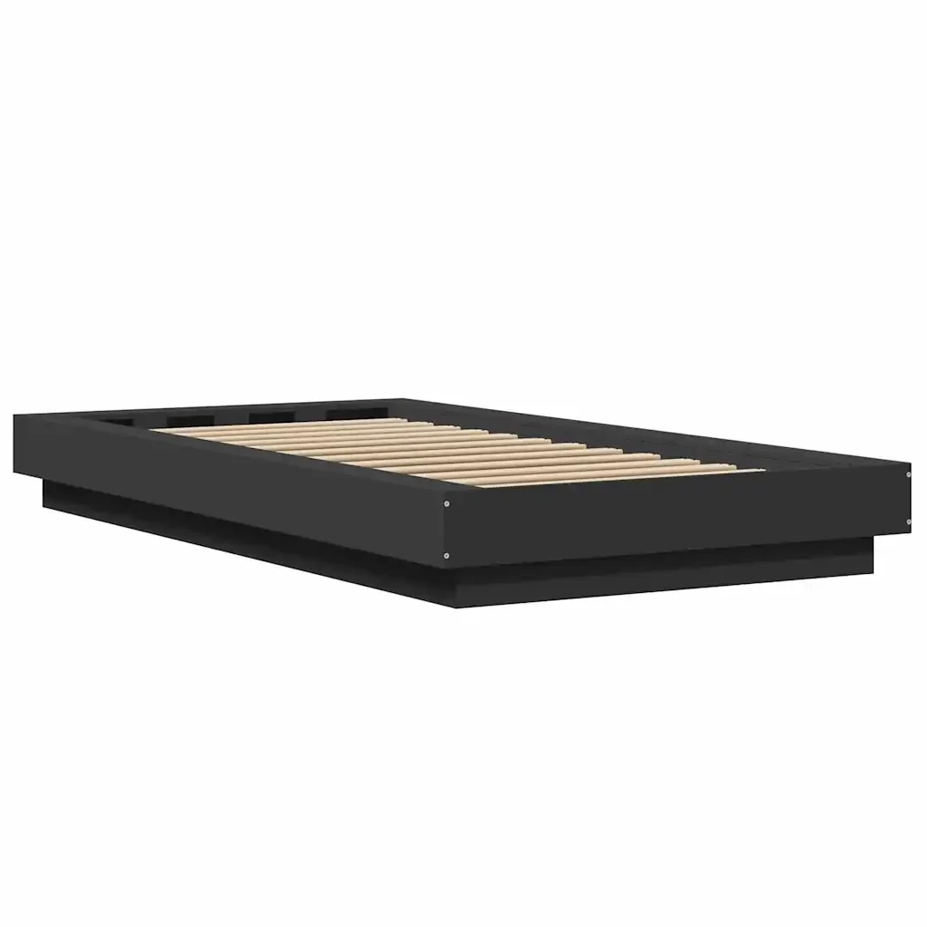Letto singolo | Letto per adulti | Giroletto Nero 90x190 cm in Legno Multistrato - Image 6