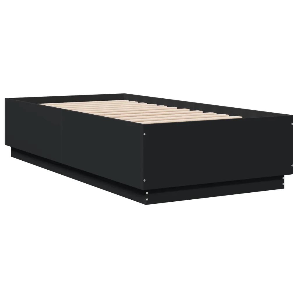 Letto singolo | Letto per adulti | Giroletto Nero 90x190 cm in Legno Multistrato - Image 4