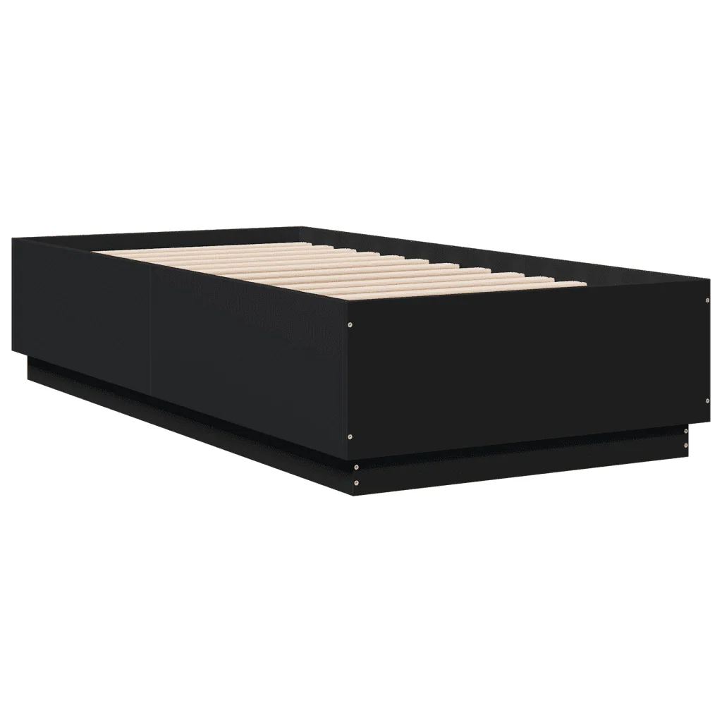 Letto singolo | Letto per adulti | Giroletto Nero 90x190 cm in Legno Multistrato - Image 6