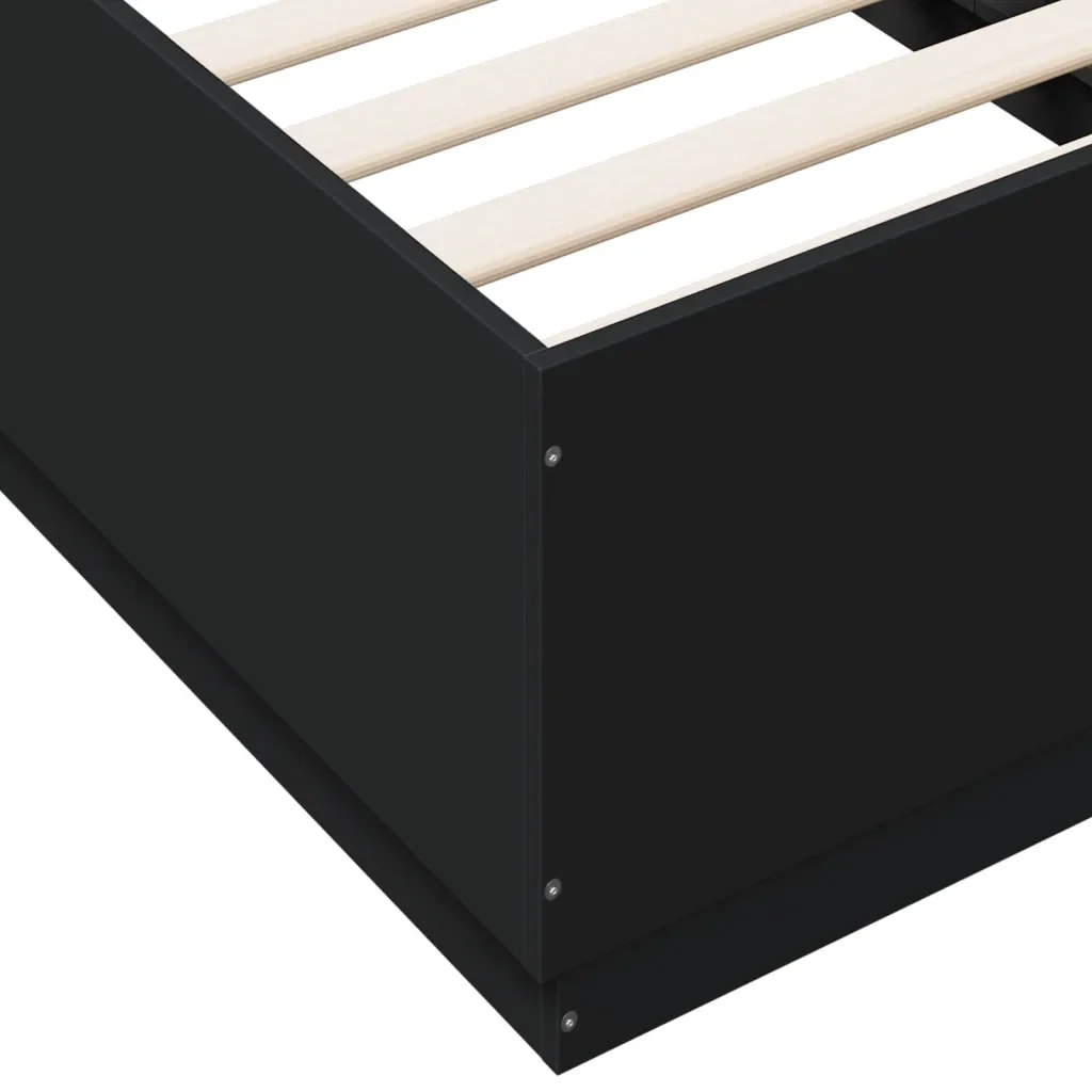 Letto singolo | Letto per adulti | Giroletto Nero 90x190 cm in Legno Multistrato - Image 7