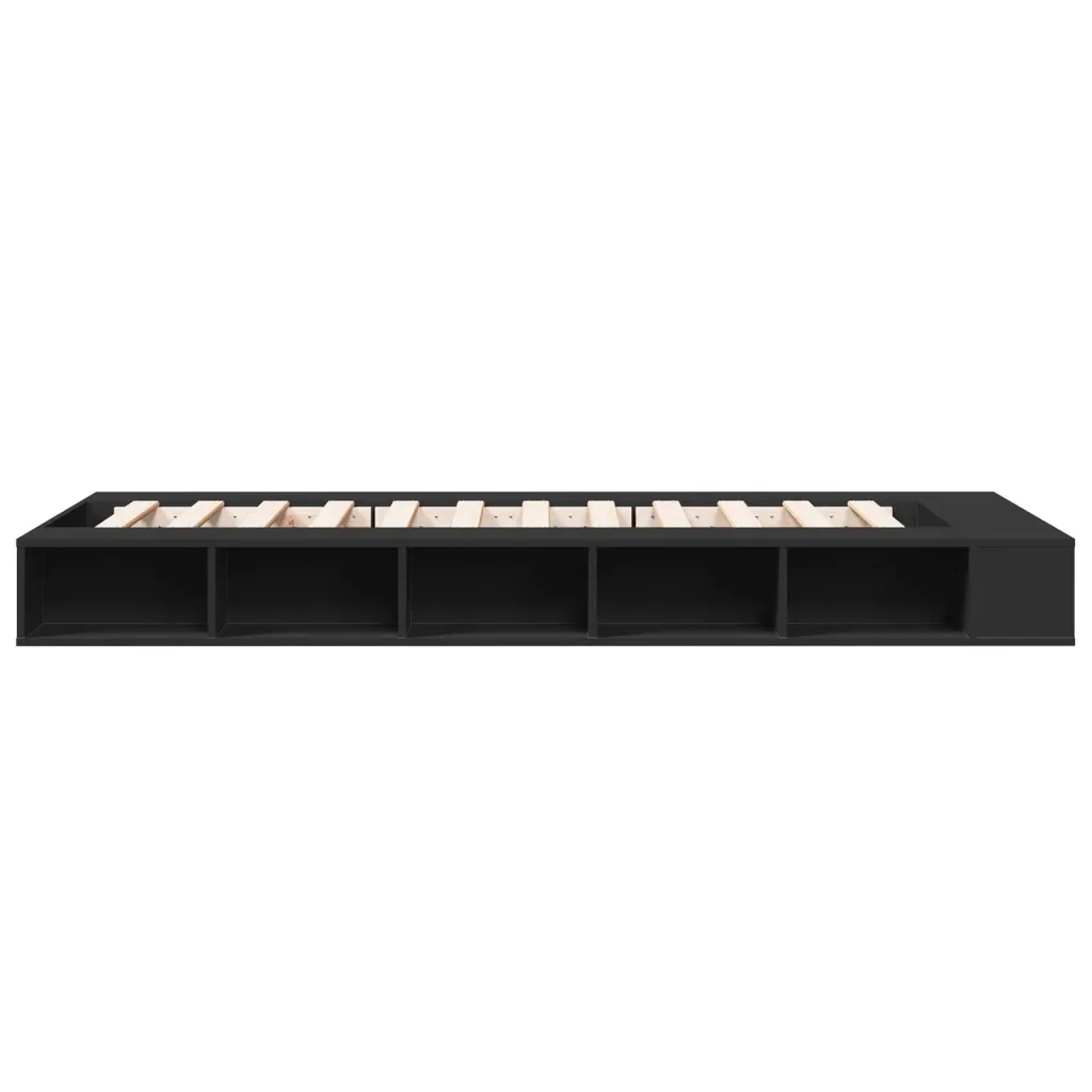 Letto singolo | Letto per adulti | Giroletto Nero 90x190 cm in Legno Multistrato - Image 5