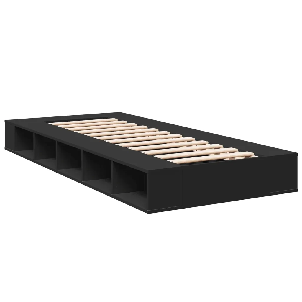Letto singolo | Letto per adulti | Giroletto Nero 90x190 cm in Legno Multistrato - Image 6