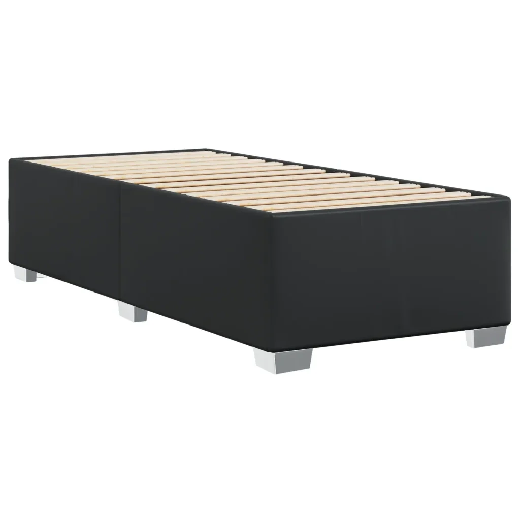 Letto singolo | Letto per adulti | Giroletto Nero 90x190 cm in Similpelle - Image 4