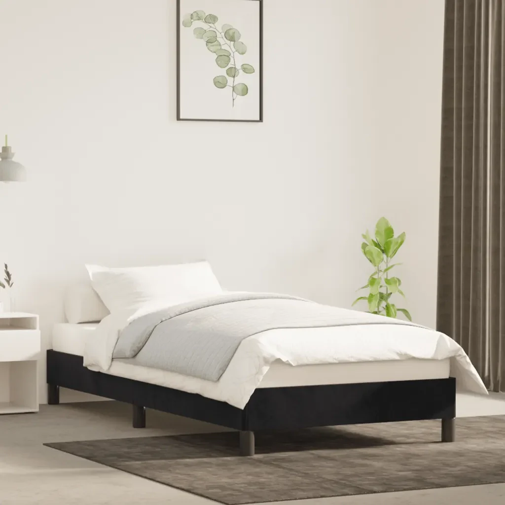 Letto singolo | Letto per adulti | Giroletto Nero 90x190 cm in Velluto - Image 2