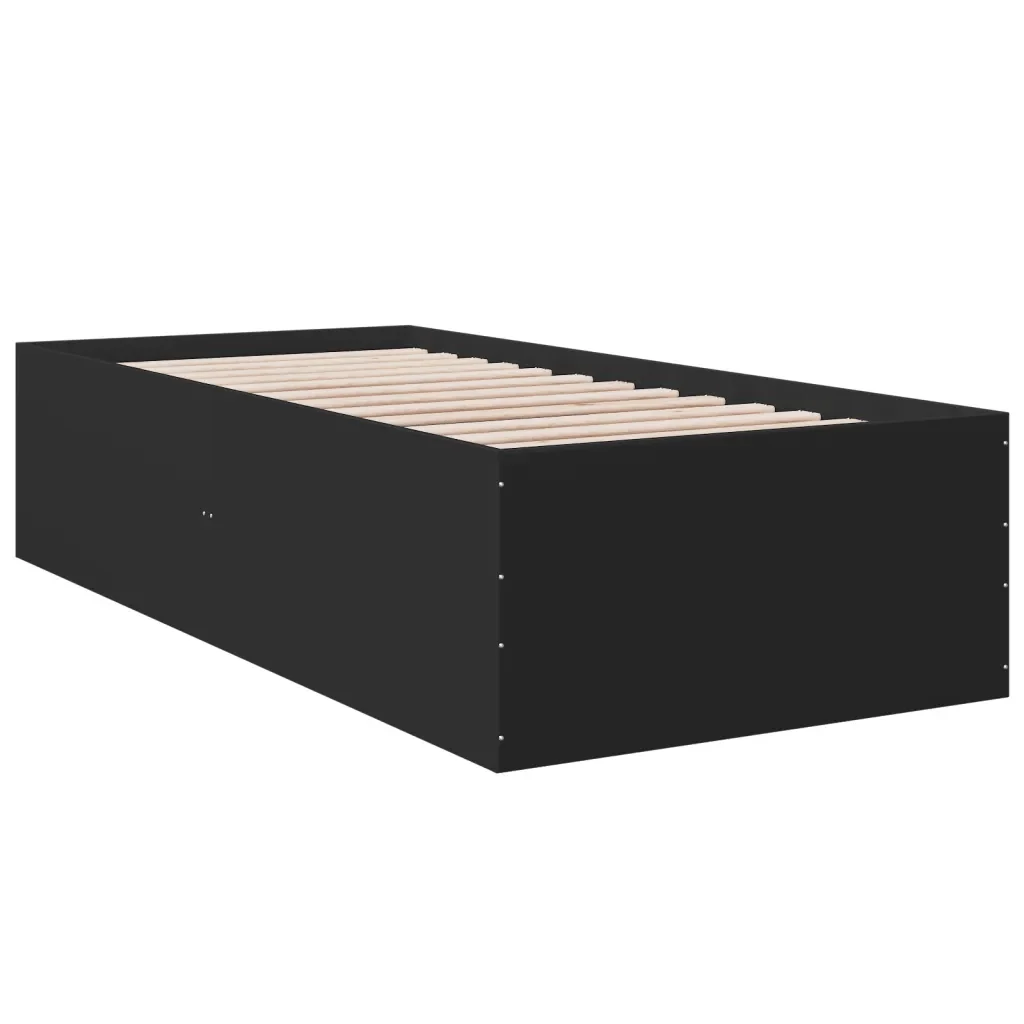 Letto singolo | Letto per adulti | Giroletto Nero 90x200 cm in Legno Multistrato - Image 4