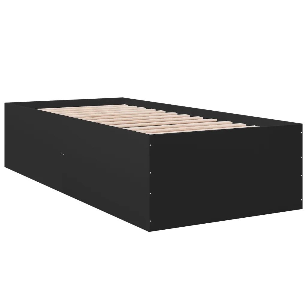 Letto singolo | Letto per adulti | Giroletto Nero 90x200 cm in Legno Multistrato - Image 6