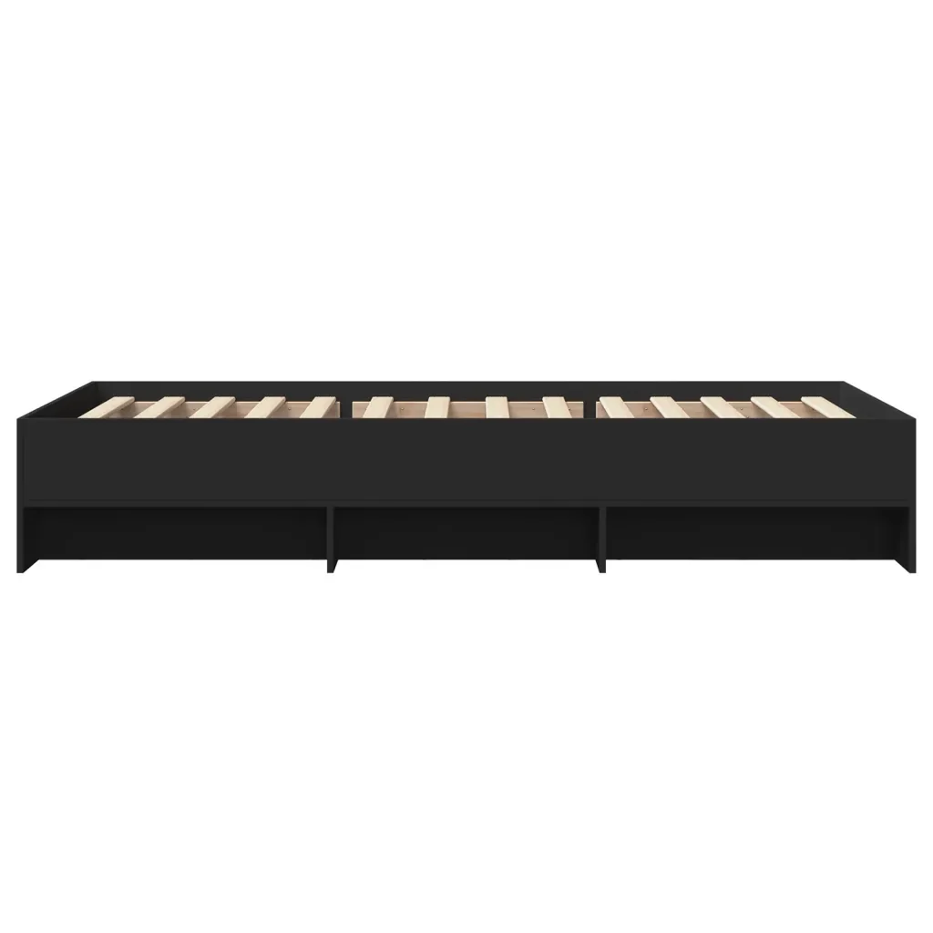 Letto singolo | Letto per adulti | Giroletto Nero 90x200 cm in Legno Multistrato - Image 6