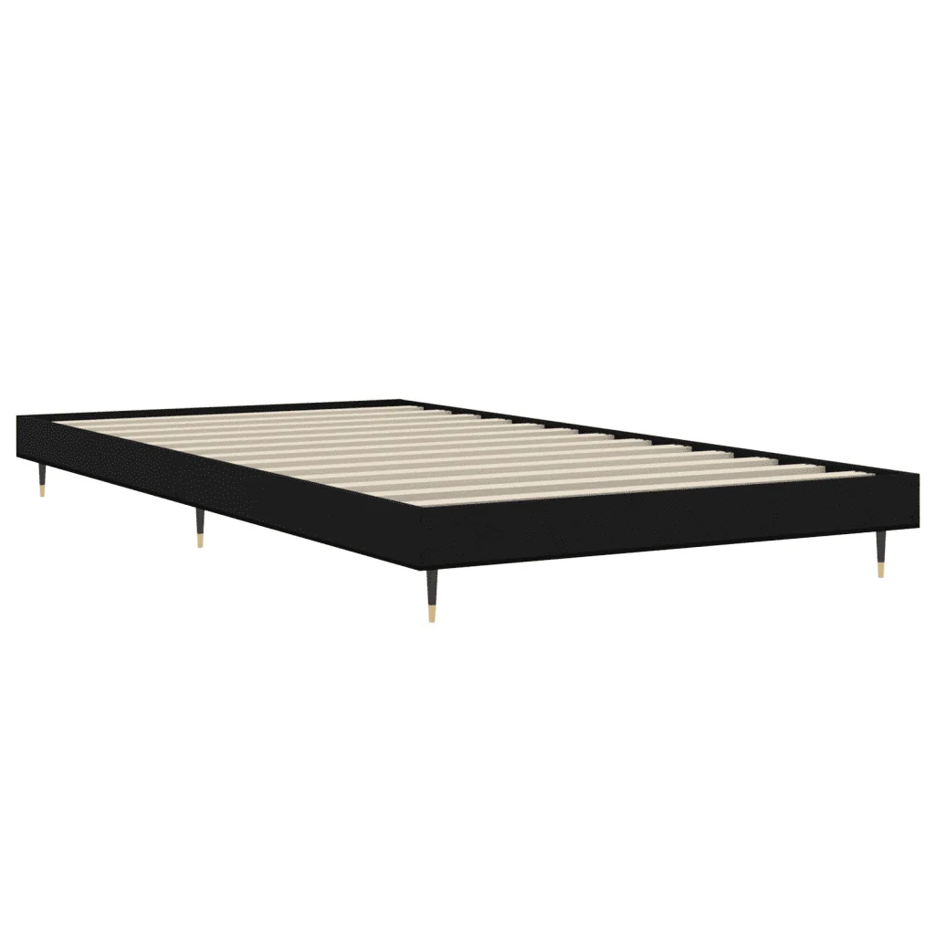 Letto singolo | Letto per adulti | Giroletto Nero 90x200 cm in Legno Multistrato - Image 5