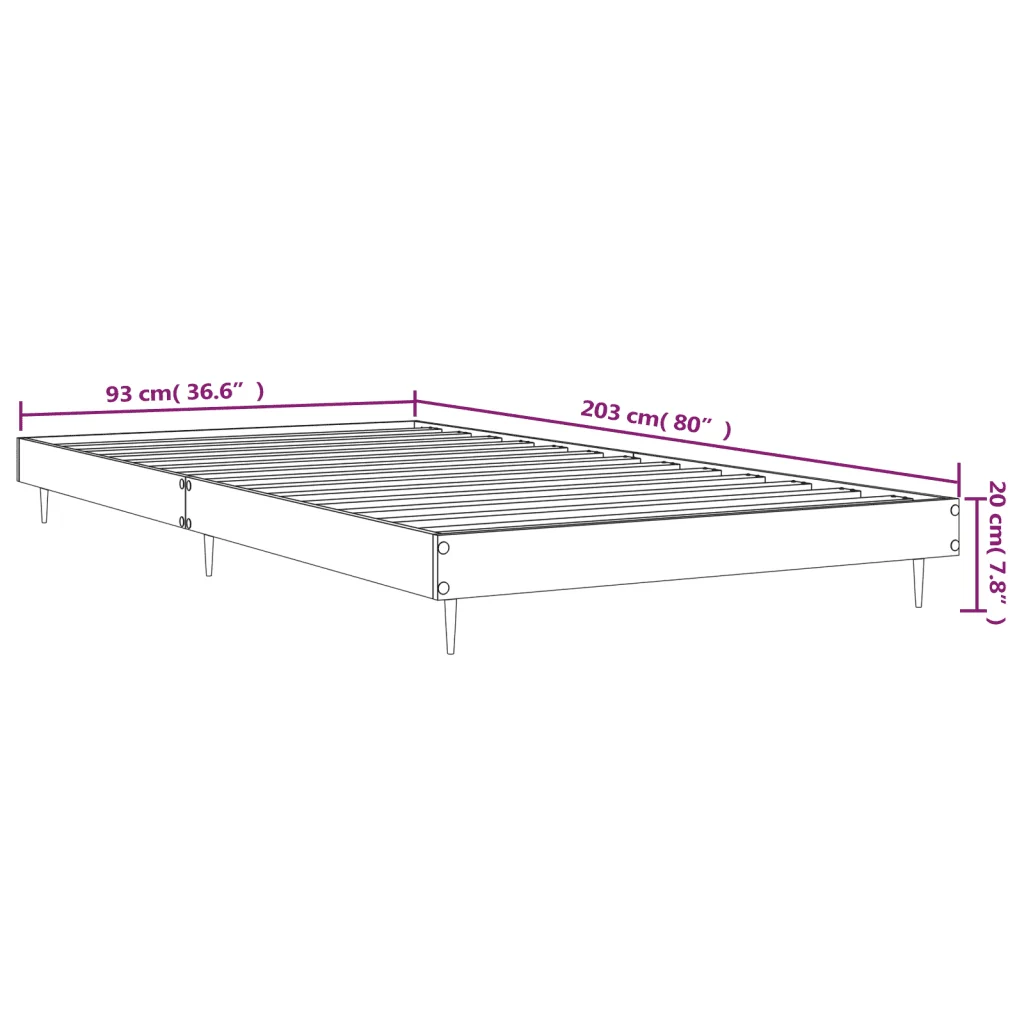 Letto singolo | Letto per adulti | Giroletto Nero 90x200 cm in Legno Multistrato - Image 10