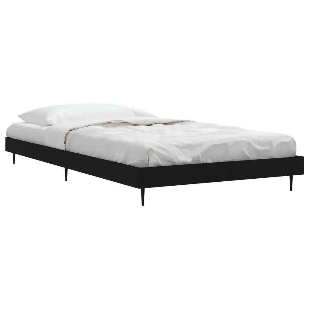 Letto singolo | Letto per adulti | Giroletto Nero 90x200 cm in Legno Multistrato - Image 3
