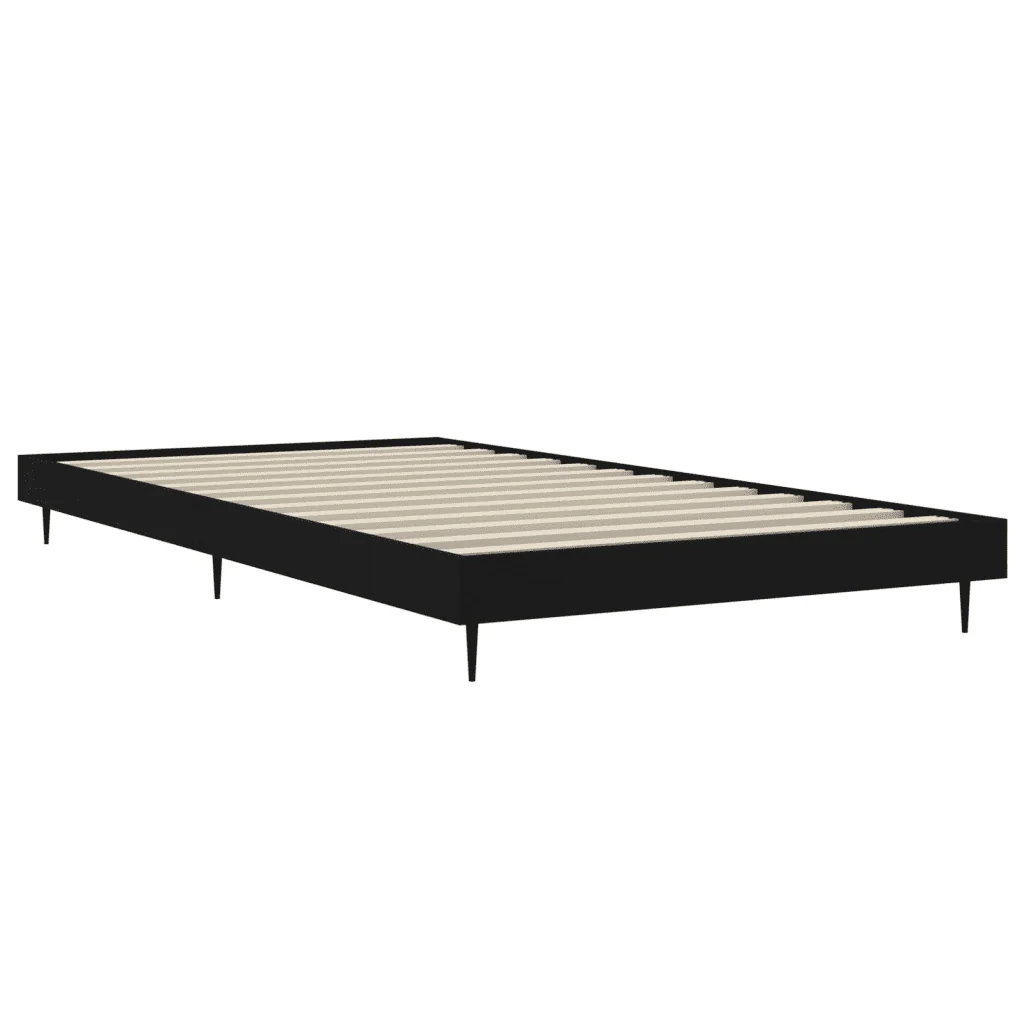 Letto singolo | Letto per adulti | Giroletto Nero 90x200 cm in Legno Multistrato - Image 5