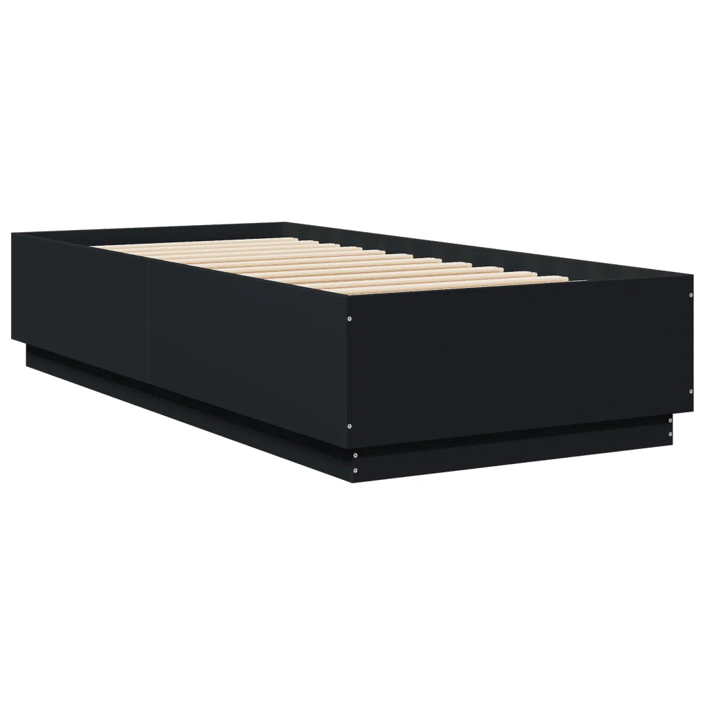 Letto singolo | Letto per adulti | Giroletto Nero 90x200 cm in Legno Multistrato - Image 6