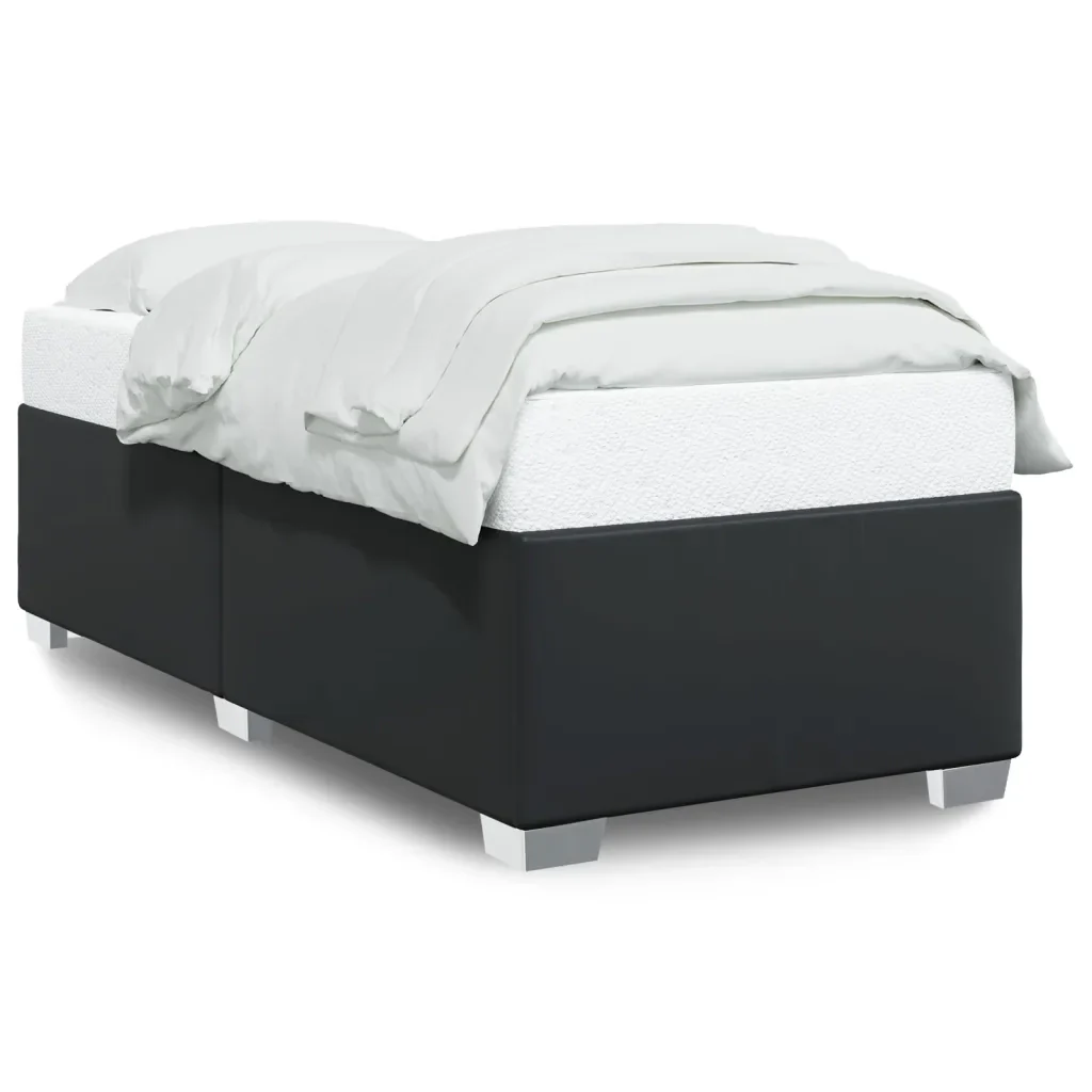 Letto singolo | Letto per adulti | Giroletto Nero 90x200 cm in Similpelle