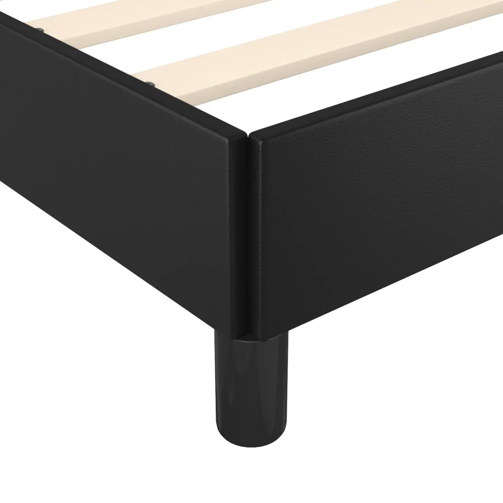 Letto singolo | Letto per adulti | Giroletto Nero 90x200 cm in Similpelle - Image 7