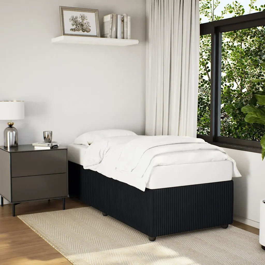 Letto singolo | Letto per adulti | Giroletto Nero 90x200 cm in Velluto - Image 2