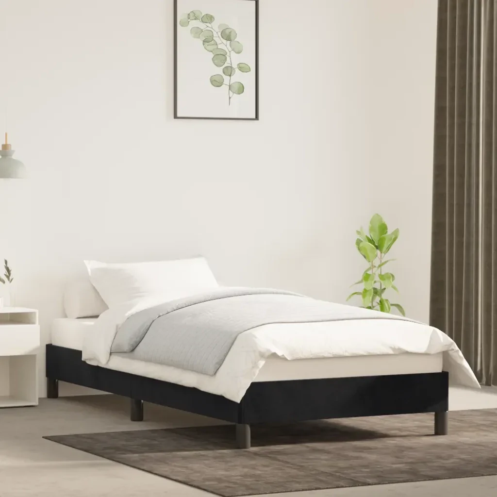 Letto singolo | Letto per adulti | Giroletto Nero 90x200 cm in Velluto - Image 2