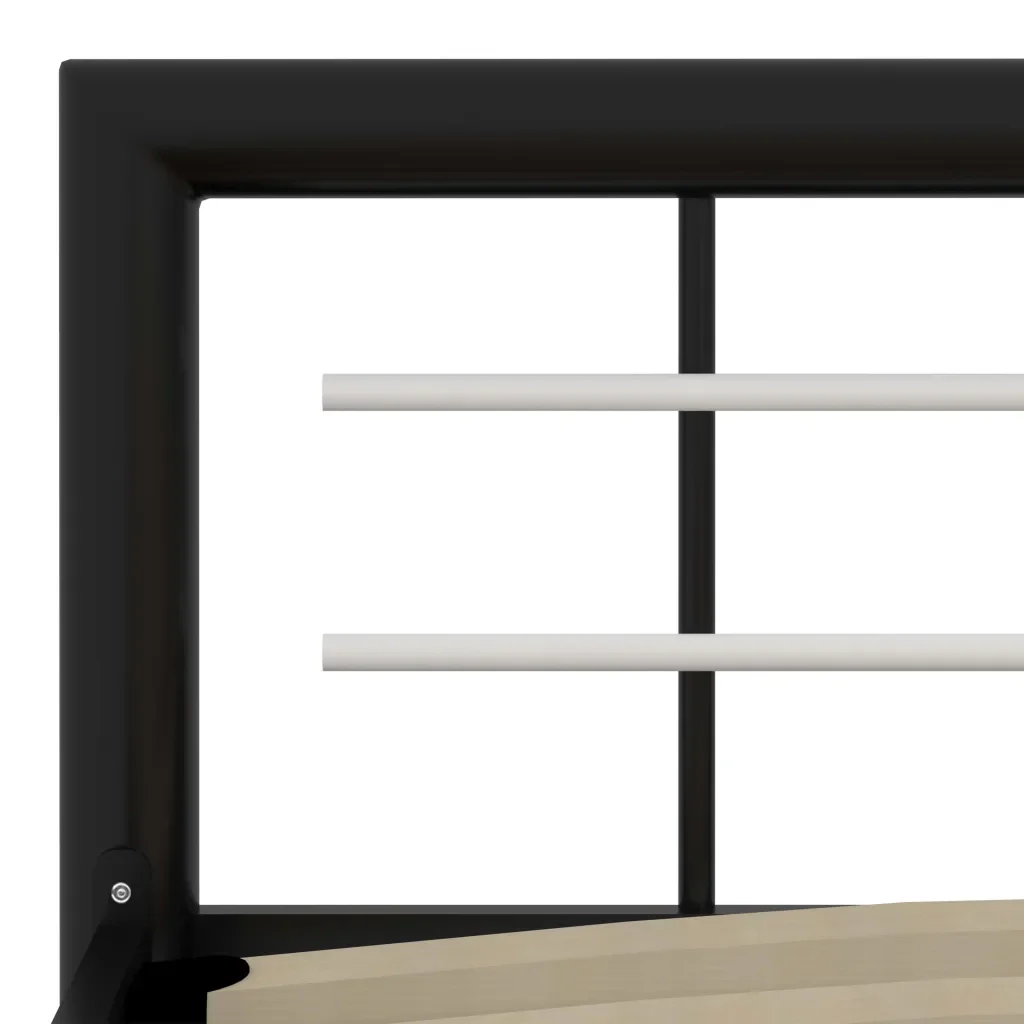 Letto singolo | Letto per adulti | Giroletto Nero e Bianco in Metallo 100x200 cm - Image 5