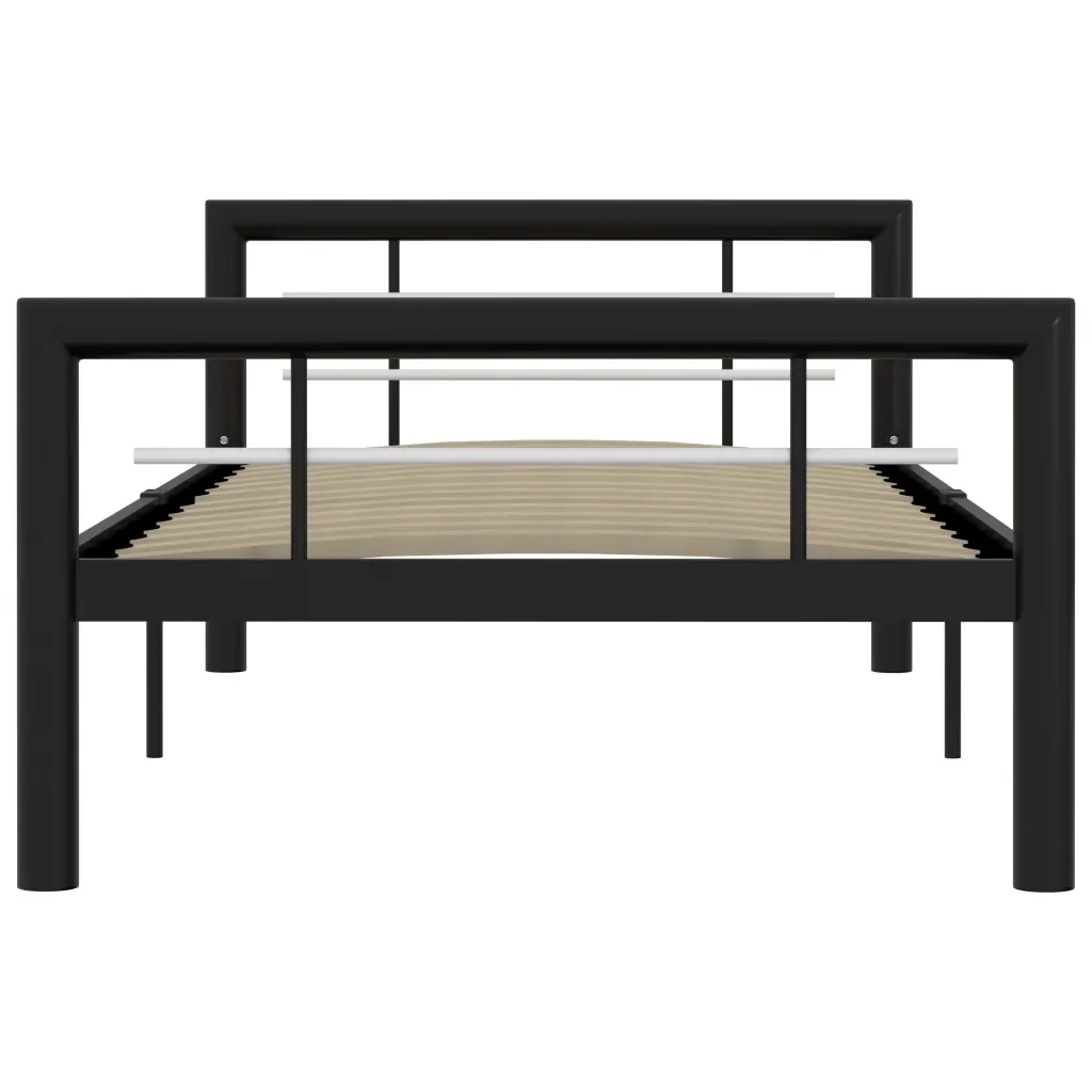 Letto singolo | Letto per adulti | Giroletto Nero e Bianco in Metallo 90x200 cm - Image 4