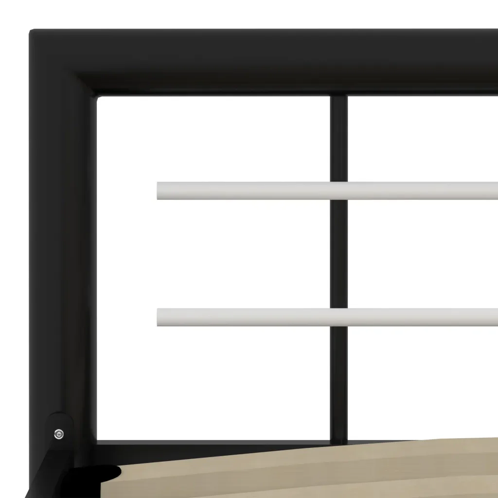 Letto singolo | Letto per adulti | Giroletto Nero e Bianco in Metallo 90x200 cm - Image 5