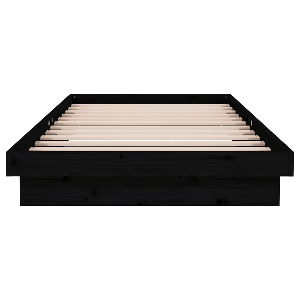 Letto singolo | Letto per adulti | Giroletto Nero in Legno Massello 100x200 cm - Image 5