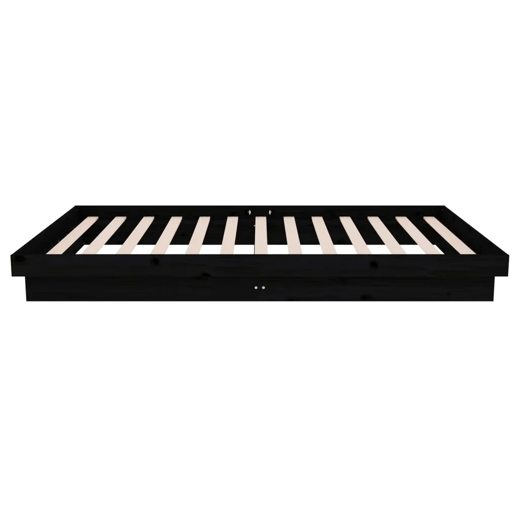 Letto singolo | Letto per adulti | Giroletto Nero in Legno Massello 100x200 cm - Image 6