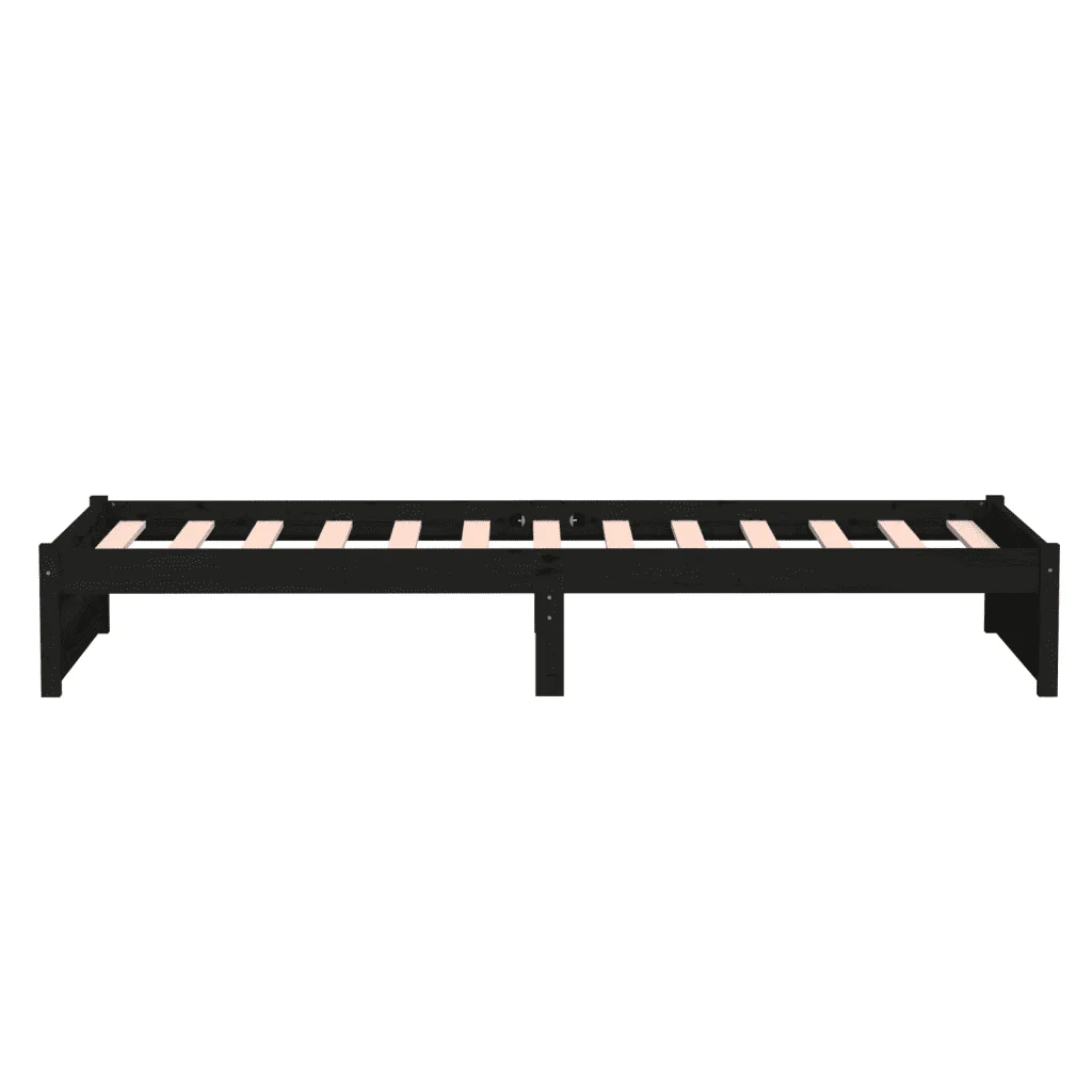 Letto singolo | Letto per adulti | Giroletto Nero in Legno Massello 90x190 cm Single - Image 6