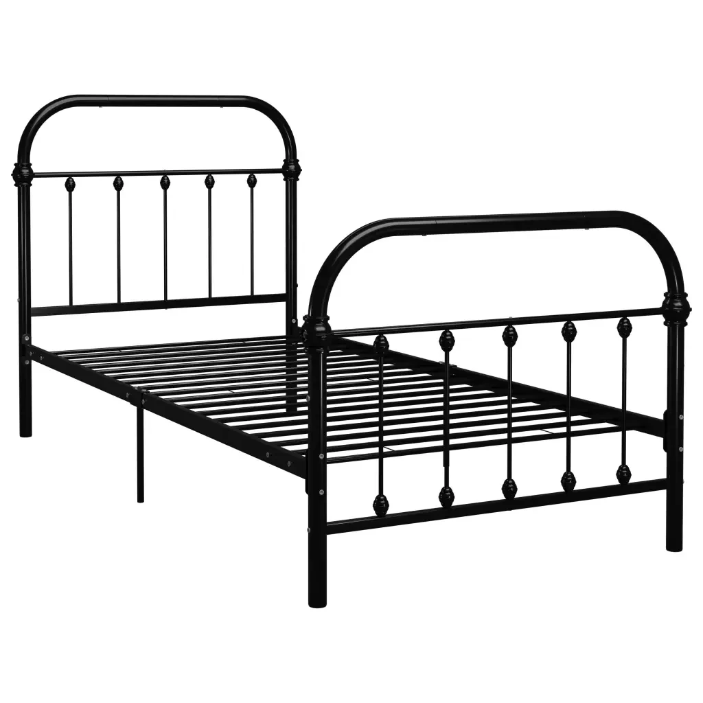 Letto singolo | Letto per adulti | Giroletto Nero in Metallo 100x200 cm - Image 2