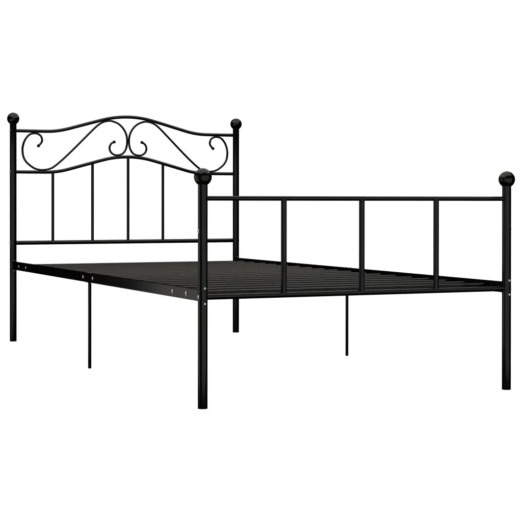 Letto singolo | Letto per adulti | Giroletto Nero in Metallo 100x200 cm