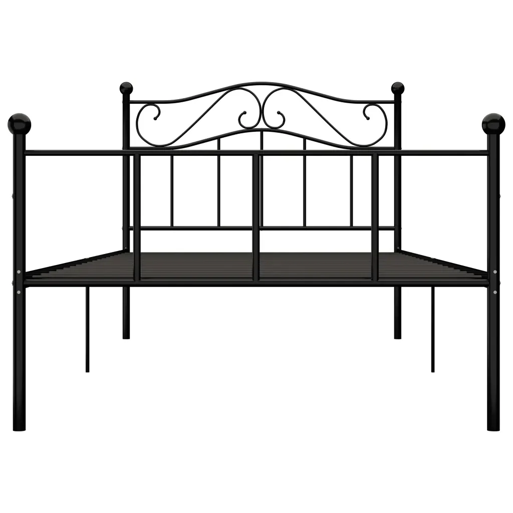 Letto singolo | Letto per adulti | Giroletto Nero in Metallo 100x200 cm - Image 4