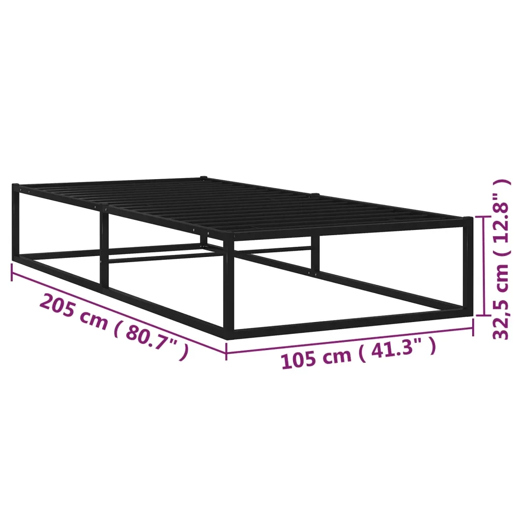 Letto singolo | Letto per adulti | Giroletto Nero in Metallo 100x200 cm - Image 7