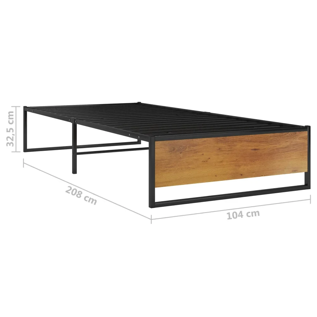 Letto singolo | Letto per adulti | Giroletto Nero in Metallo 100x200 cm - Image 7