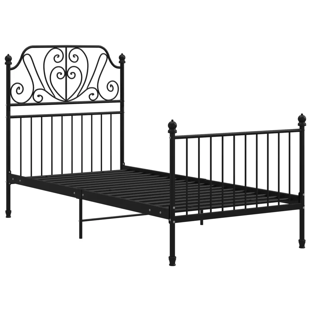 Letto singolo | Letto per adulti | Giroletto Nero in Metallo 100x200 cm - Image 2