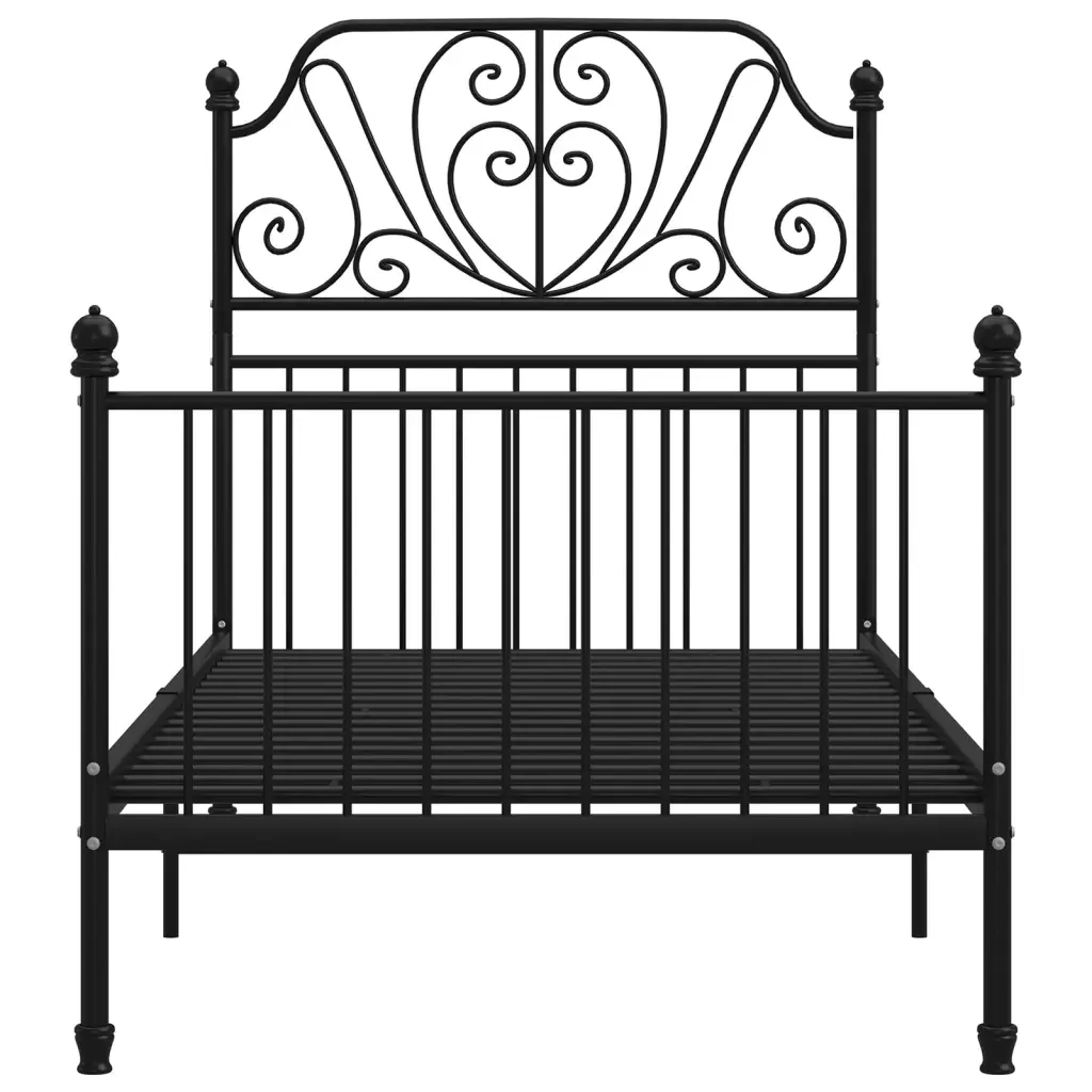 Letto singolo | Letto per adulti | Giroletto Nero in Metallo 100x200 cm - Image 3