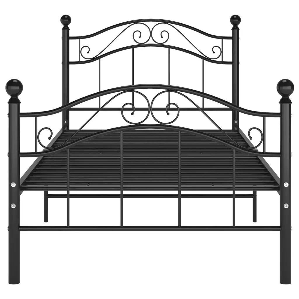 Letto singolo | Letto per adulti | Giroletto Nero in Metallo 100x200 cm - Image 3