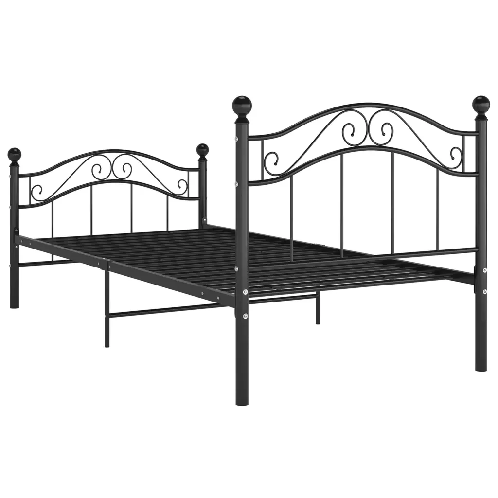 Letto singolo | Letto per adulti | Giroletto Nero in Metallo 100x200 cm - Image 5
