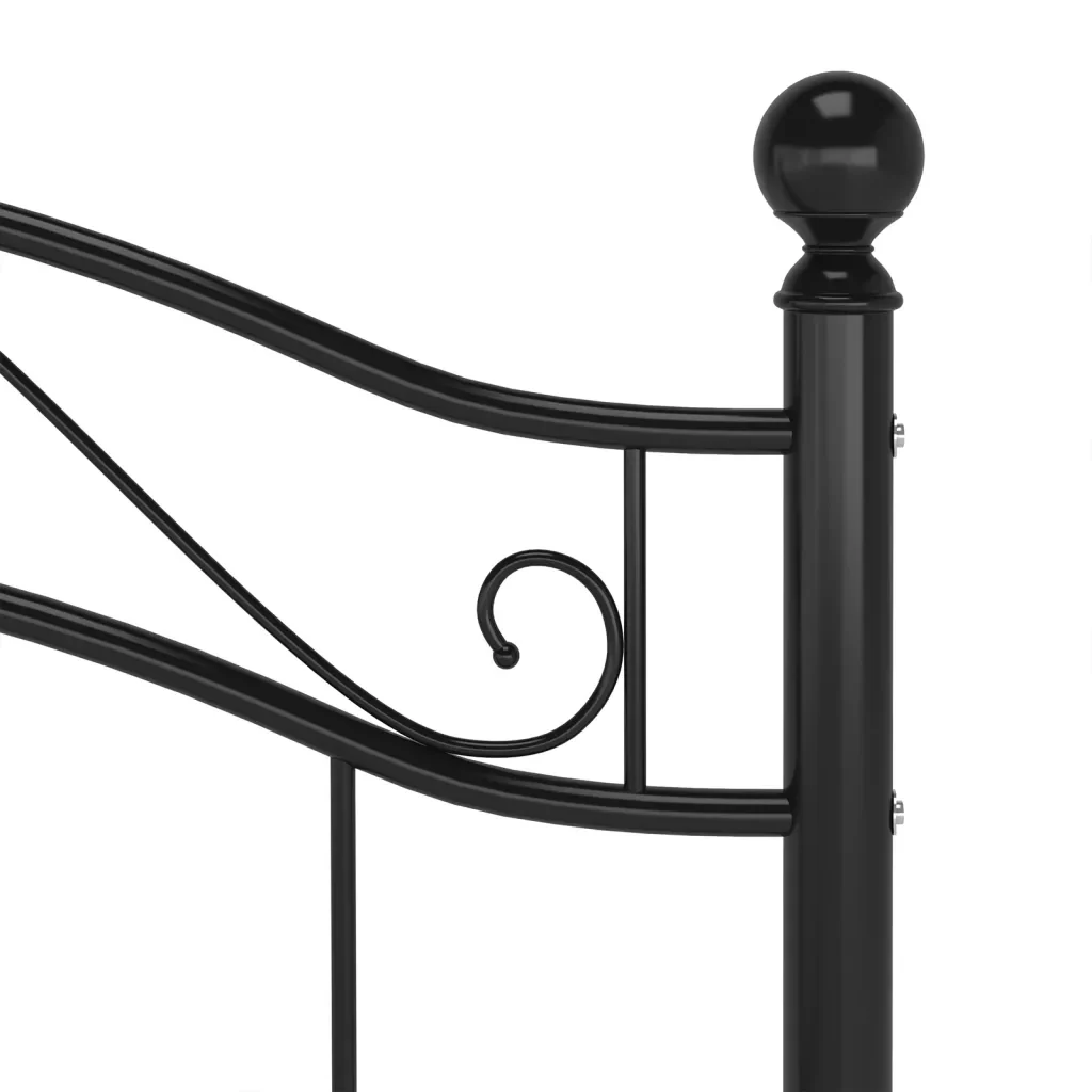 Letto singolo | Letto per adulti | Giroletto Nero in Metallo 100x200 cm - Image 6