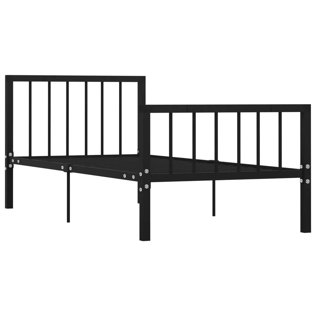 Letto singolo | Letto per adulti | Giroletto Nero in Metallo 100x200 cm