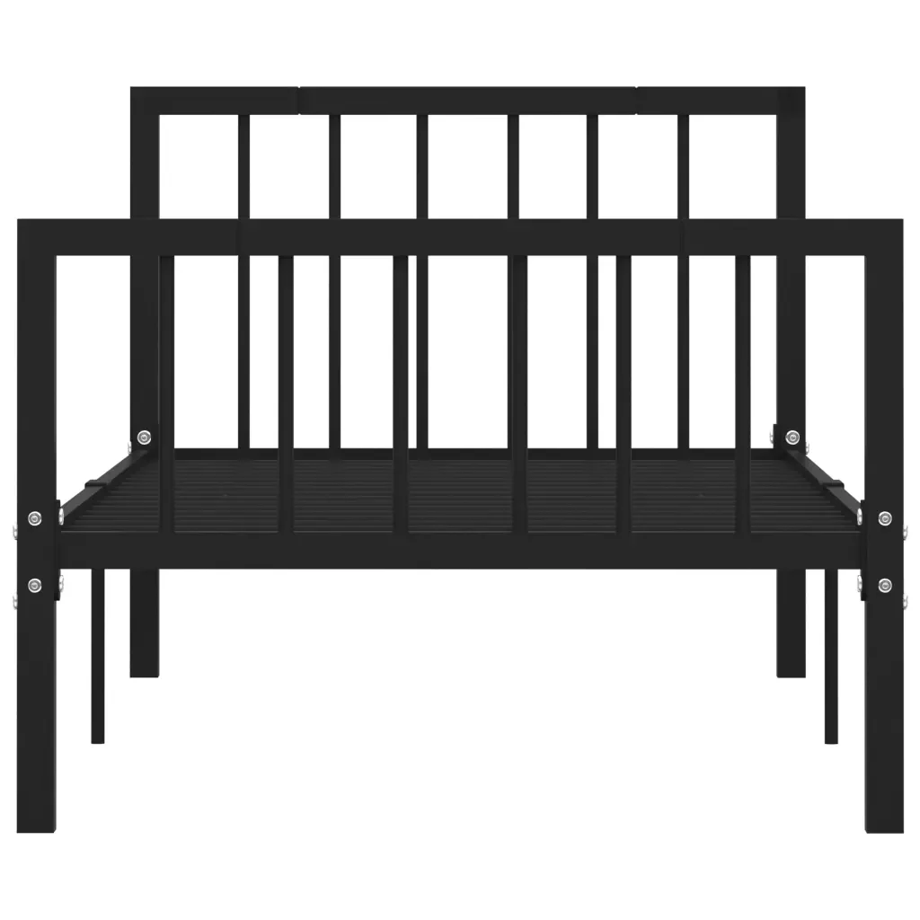 Letto singolo | Letto per adulti | Giroletto Nero in Metallo 100x200 cm - Image 4