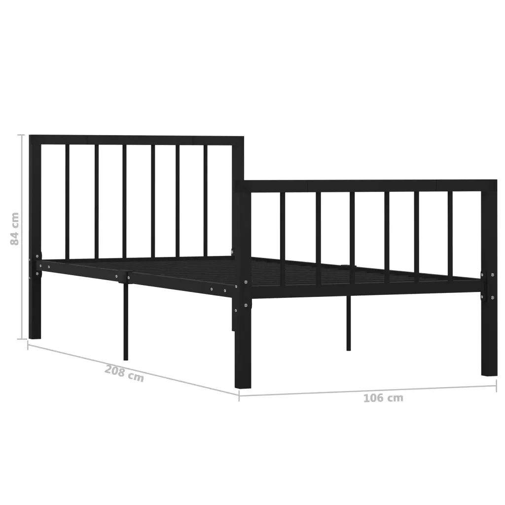 Letto singolo | Letto per adulti | Giroletto Nero in Metallo 100x200 cm - Image 6