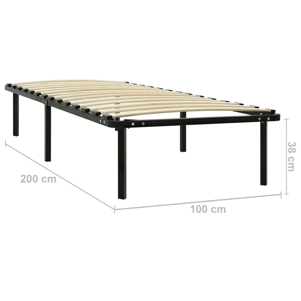 Letto singolo | Letto per adulti | Giroletto Nero in Metallo 100x200 cm - Image 7