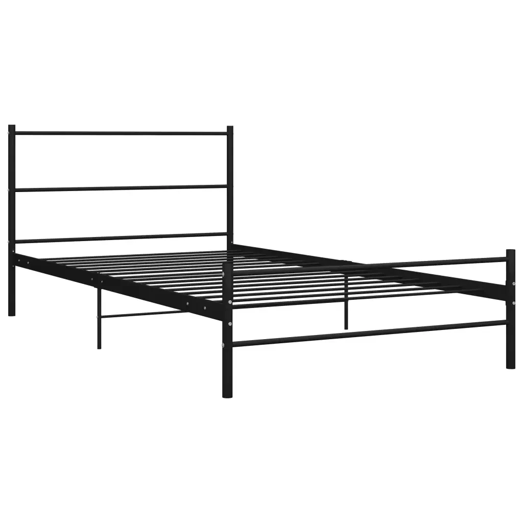 Letto singolo | Letto per adulti | Giroletto Nero in Metallo 100x200 cm