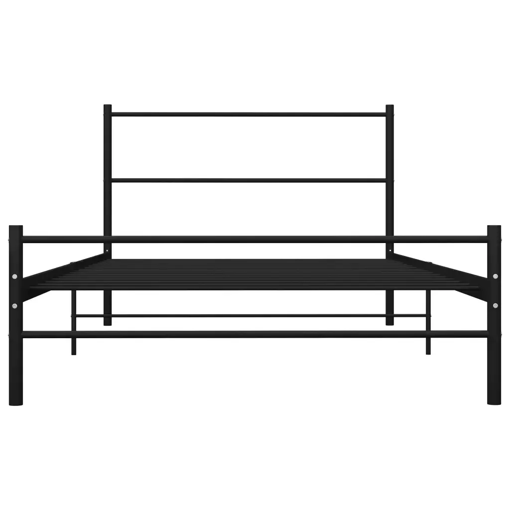 Letto singolo | Letto per adulti | Giroletto Nero in Metallo 100x200 cm - Image 4