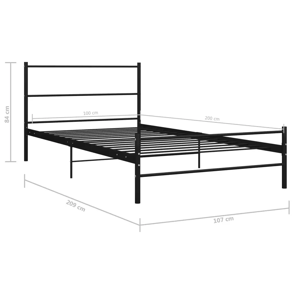 Letto singolo | Letto per adulti | Giroletto Nero in Metallo 100x200 cm - Image 7