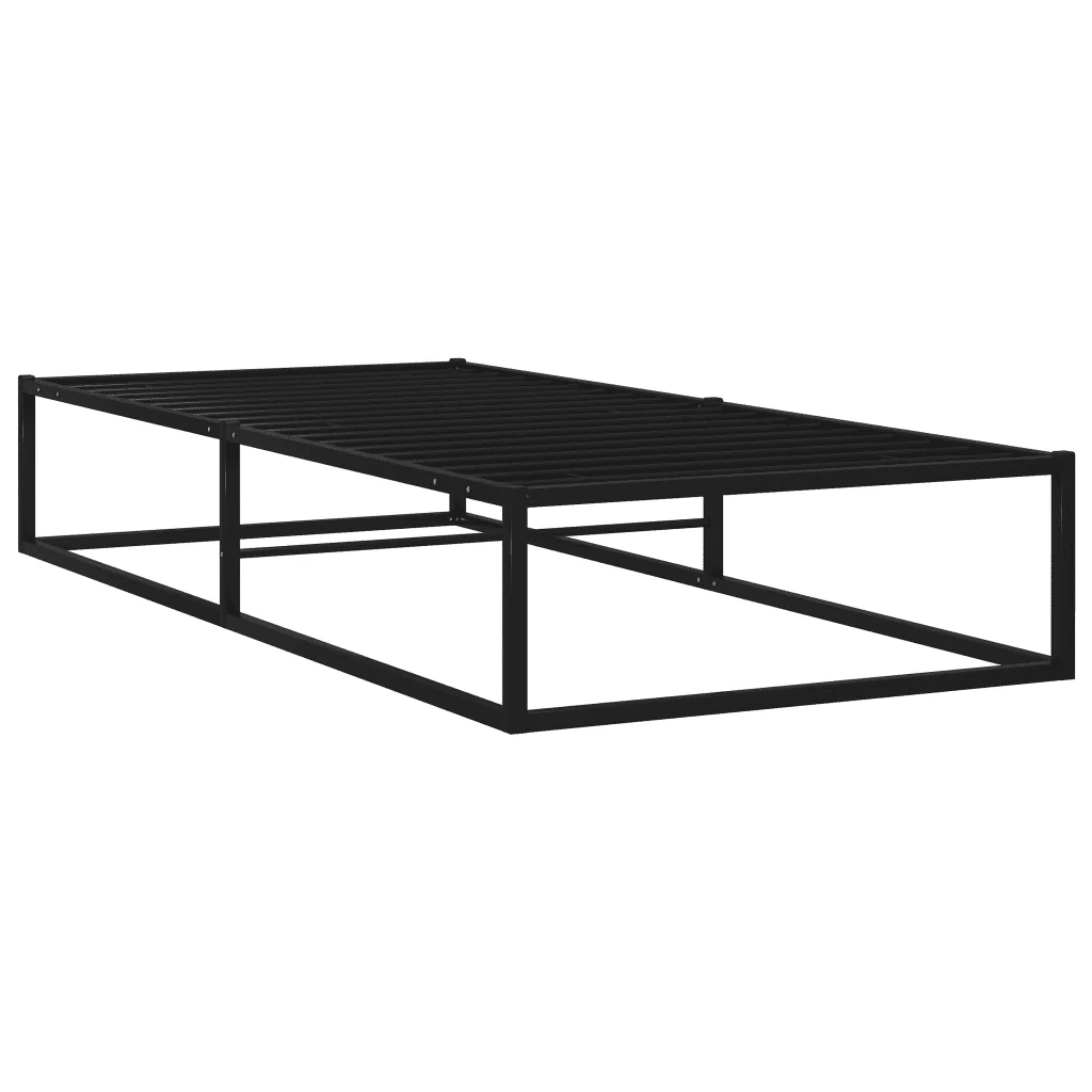 Letto singolo | Letto per adulti | Giroletto Nero in Metallo 90x200 cm