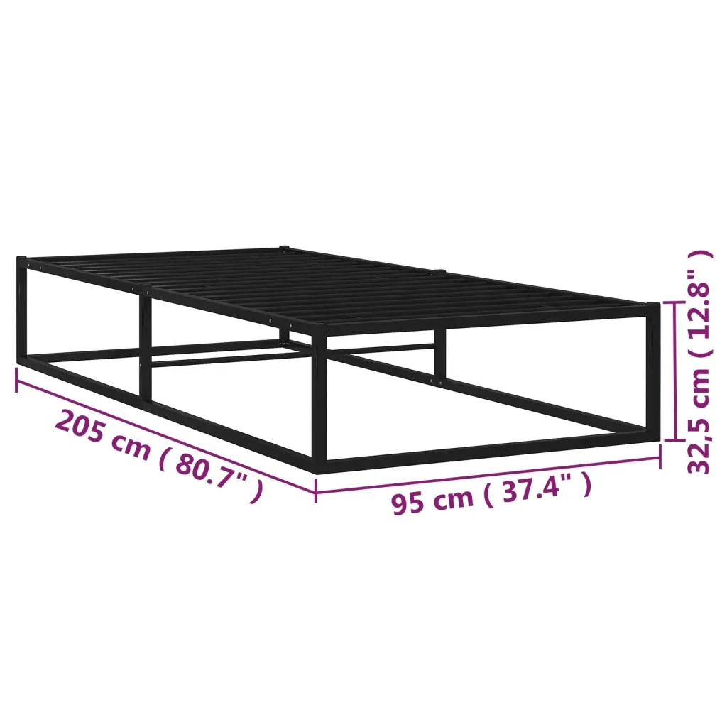 Letto singolo | Letto per adulti | Giroletto Nero in Metallo 90x200 cm - Image 7