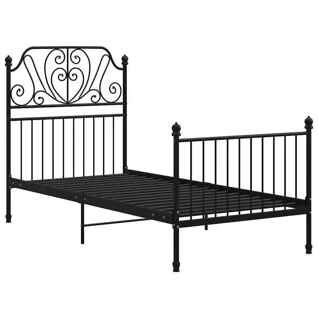 Letto singolo | Letto per adulti | Giroletto Nero in Metallo 90x200 cm - Image 2