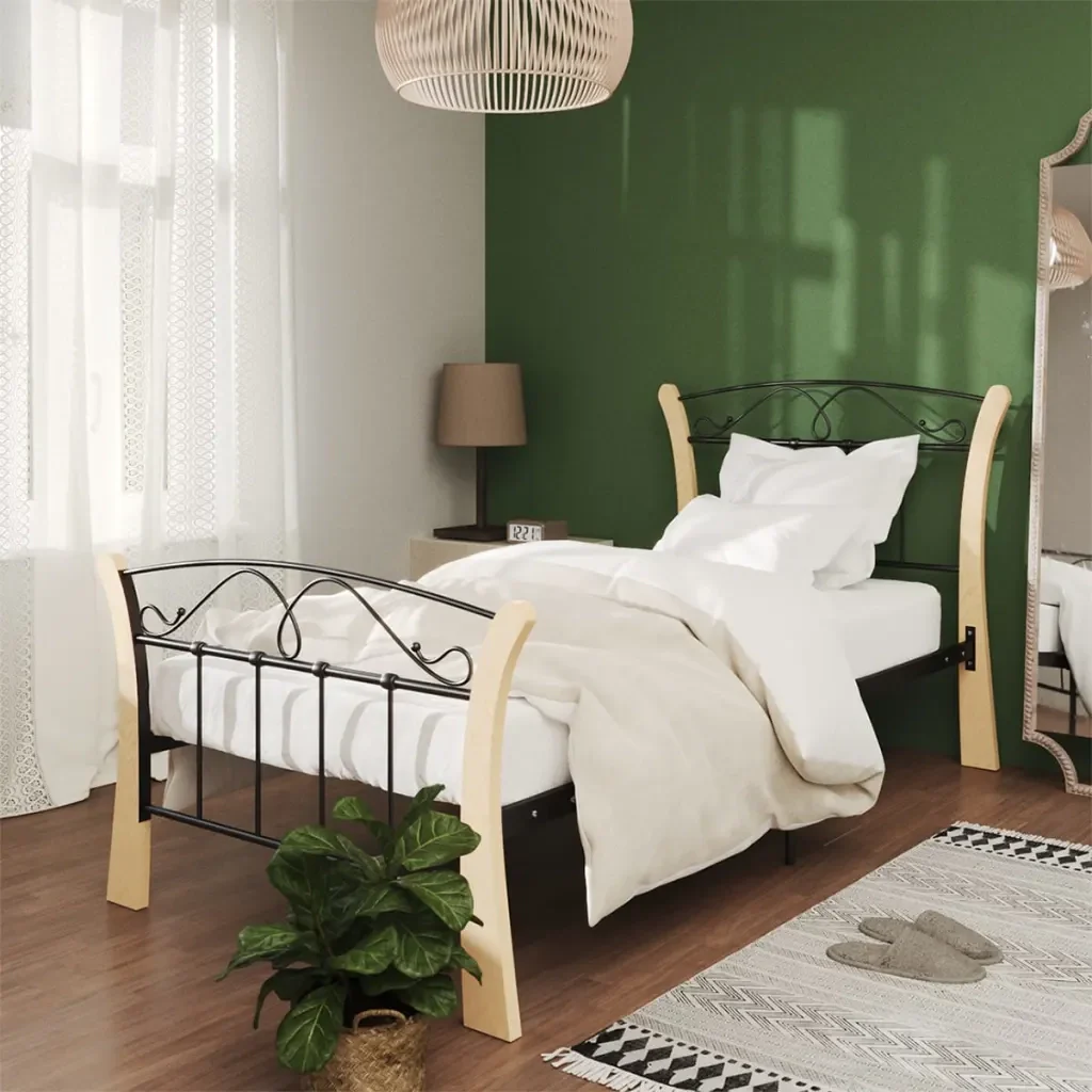 Letto singolo | Letto per adulti | Giroletto Nero in Metallo 90x200 cm - Image 2