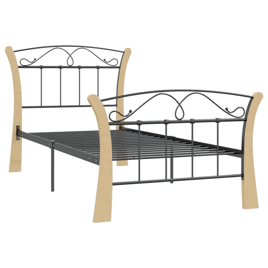 Letto singolo | Letto per adulti | Giroletto Nero in Metallo 90x200 cm - Image 4