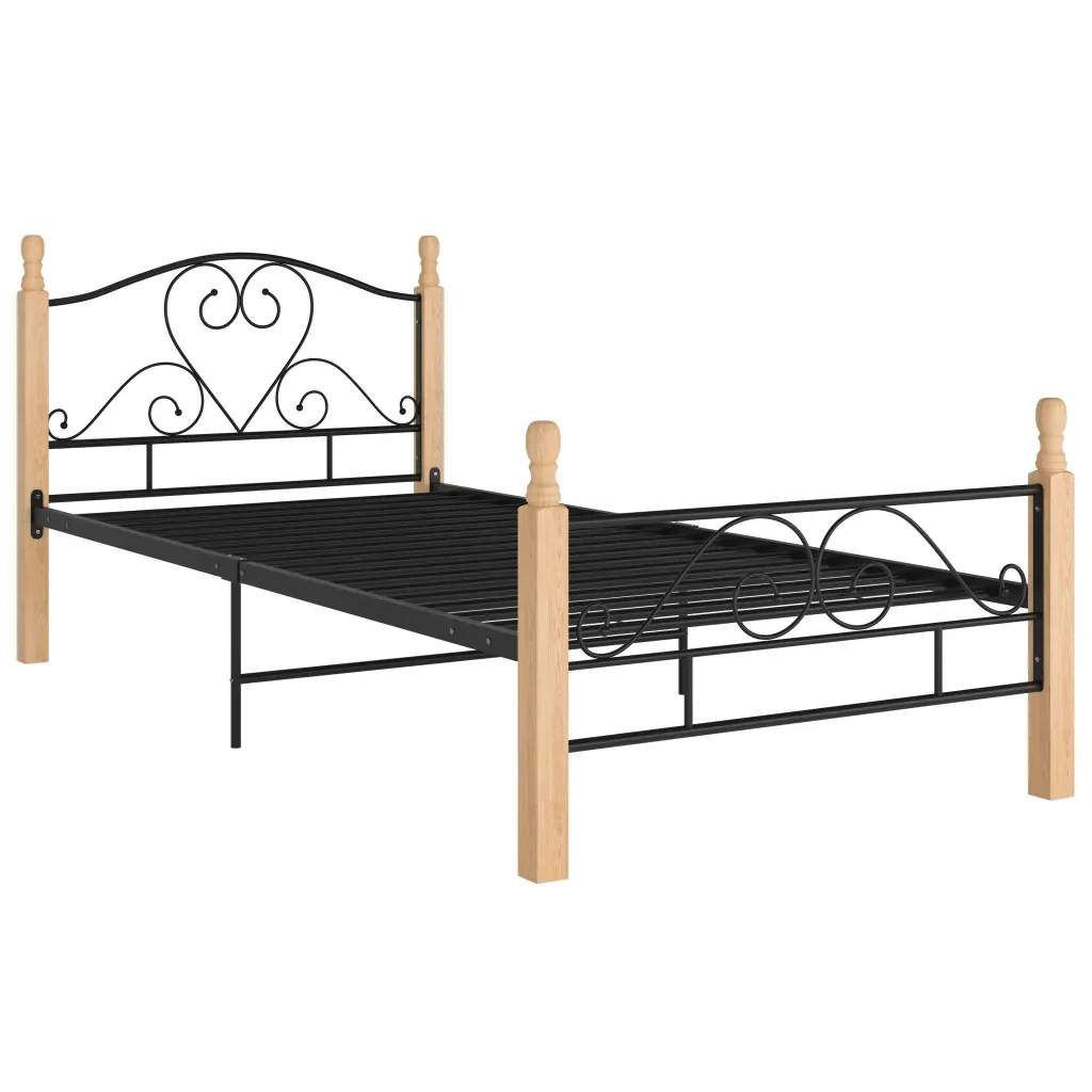Letto singolo | Letto per adulti | Giroletto Nero in Metallo 90x200 cm